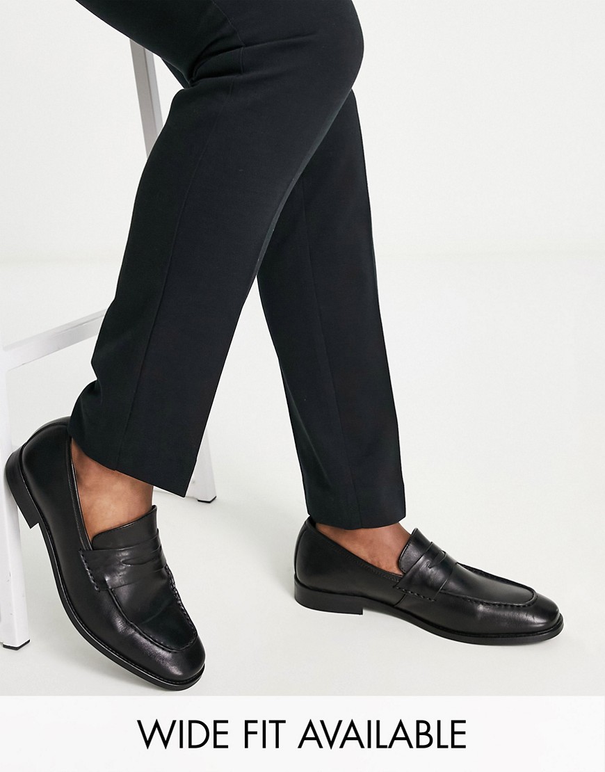 ASOS DESIGN black leather penny loafers