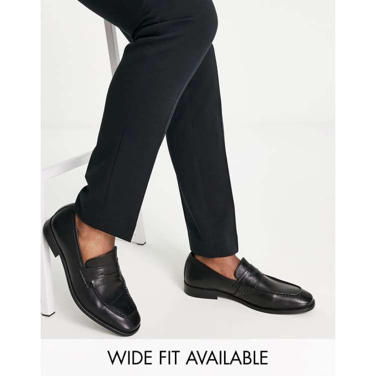 ASOS black leather penny loafers |