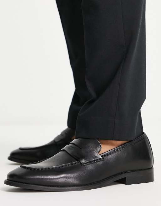 ASOS DESIGN black leather penny loafer