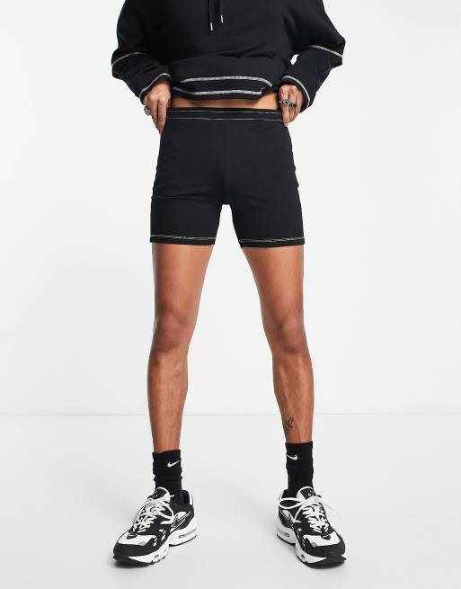 Asos Design Black Legging Shorts With Cut Outs And Binding Part Of A