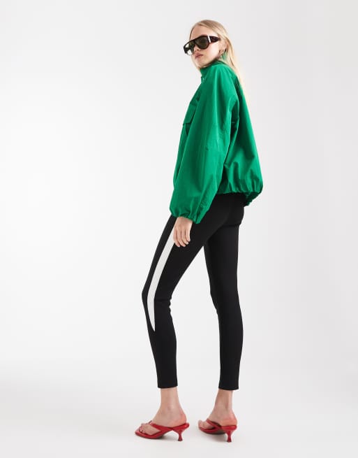 ASOS DESIGN black leggings with white side stripe, 4 of 9