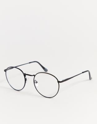 clear lens glasses black