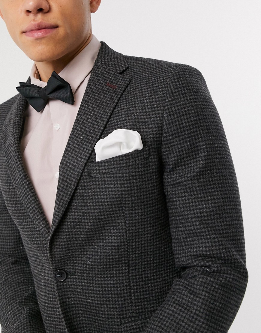 ASOS DESIGN black satin bow tie and white pocket square pack