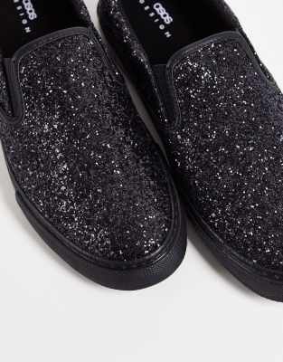 black sparkly plimsolls