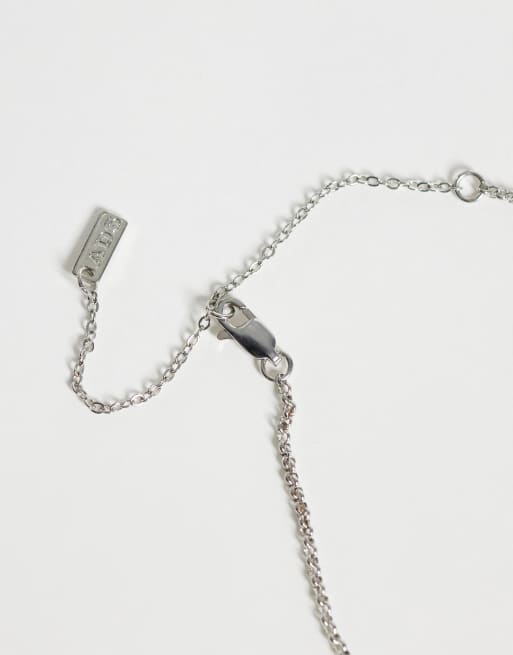 ASOS DESIGN black square pendant necklace in silver, 3 of 4