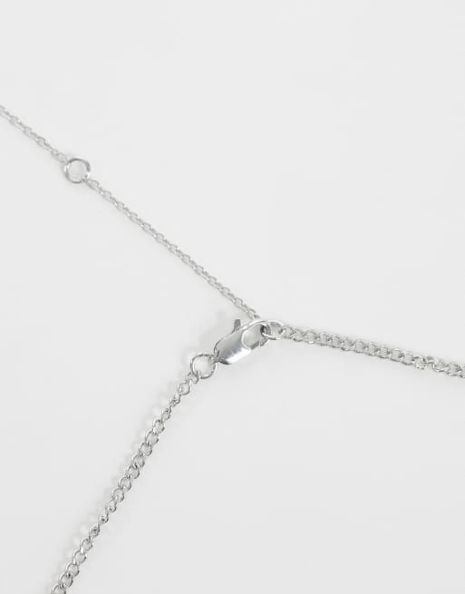 ASOS DESIGN black square stone and shark tooth pendant necklace in silver, 3 of 4