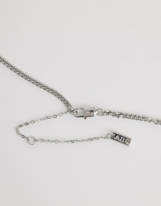 ASOS DESIGN black stone and cross chain necklace in silver tone, 3 of 4