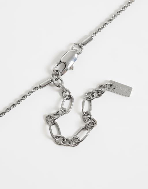 ASOS DESIGN black stone and feather pendant necklace in silver, 3 of 4