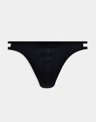 ASOS DESIGN black thong with thin strap
