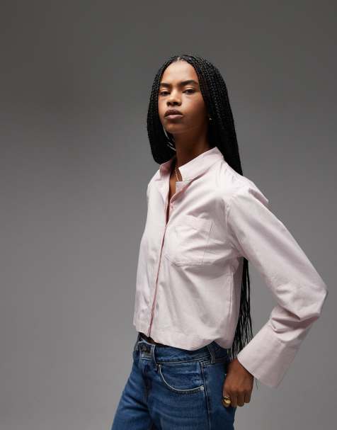 ASOS DESIGN manderin collar boxy fit shirt in pale lilac