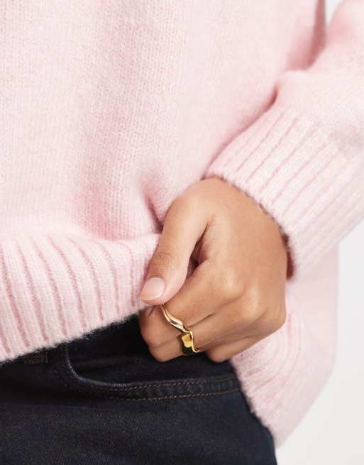 ASOS DESIGN – Bladoliliowy sweter oversize z okrągłym dekoltem i zaokrąglonym dołem, 2 z 4