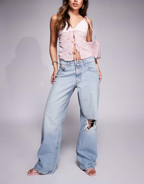ASOS DESIGN low rise baggy jeans in pale wash 