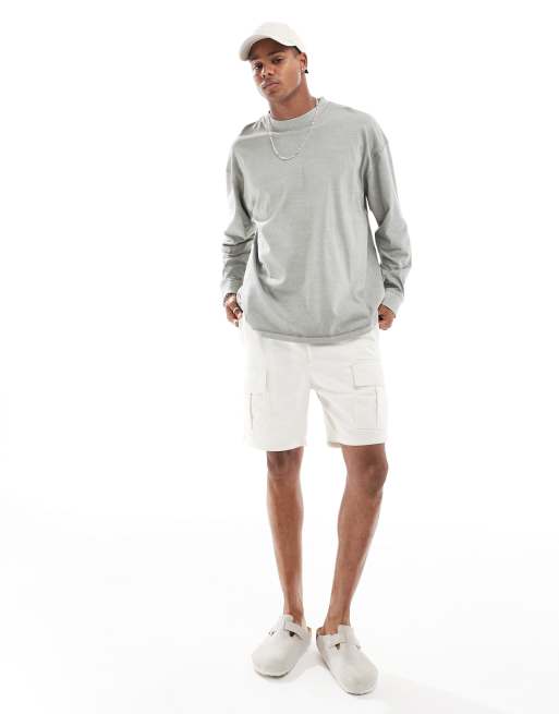 ASOS DESIGN – Bladozielony T-shirt oversize z długim rękawem, 4 z 4