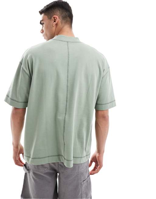 ASOS DESIGN – Bladozielony T-shirt oversize z ozdobnym szwem, 4 z 4