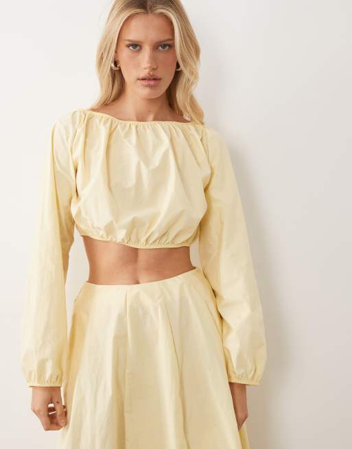ASOS DESIGN – Bladożółty zestaw z obszerną spódnicą z koła, 2 z 3