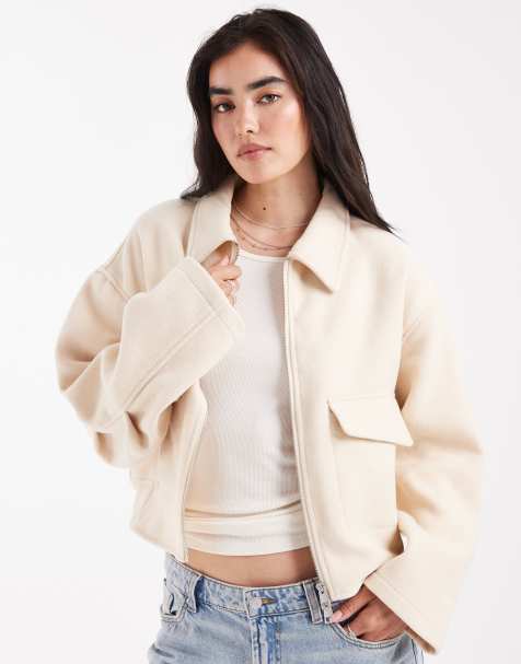 ASOS DESIGN clean formal bomber in buttermilk