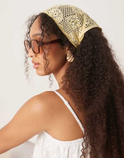 ASOS DESIGN – Bladożółta szydełkowana chustka na głowę do noszenia na różne sposoby