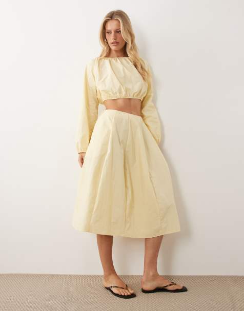 ASOS DESIGN – Bladożółty zestaw z obszerną spódnicą z koła - view 1