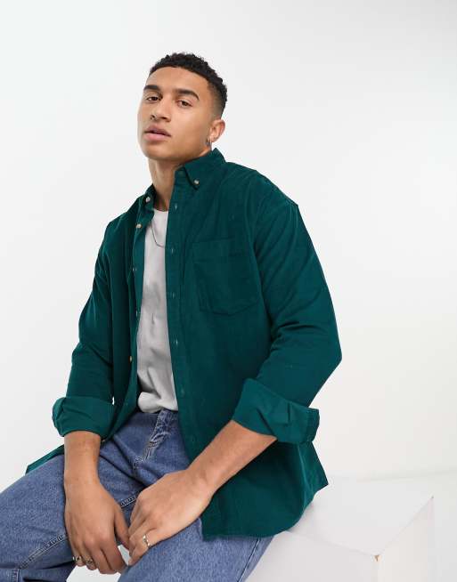 ASOS DESIGN - Blågrøn, oversized skjorte i fløjl
