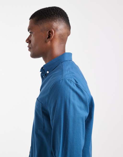 ASOS DESIGN – Blågrön oxfordskjorta i regular fit, 3 av 5