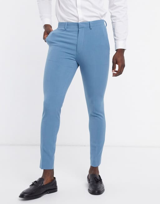 ASOS DESIGN – Blågröna kostymbyxor med extra smal passform