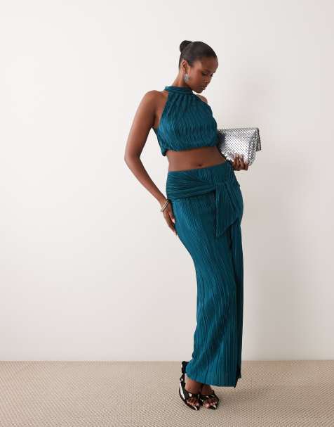 ASOS DESIGN – Blågrönt set med plissering - view 1