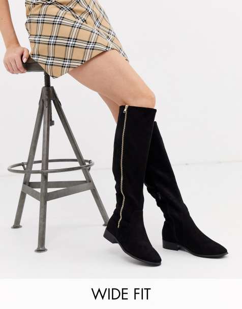 ASOS DESIGN - Blair - Bottes au genou pointure large - Noir