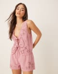 [ASOS DESIGN] ASOS DESIGN Blake broderie linen blend beach waistcoat in dusty pink 14 Dusty Pink