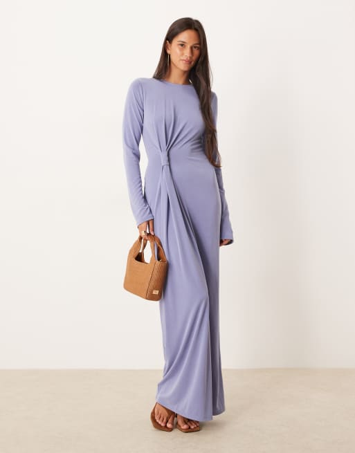 ASOS DESIGN – Blålila maxiklänning med snurrad knut