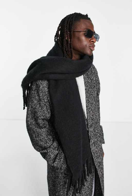 ASOS DESIGN blanket scarf in black texture | ASOS