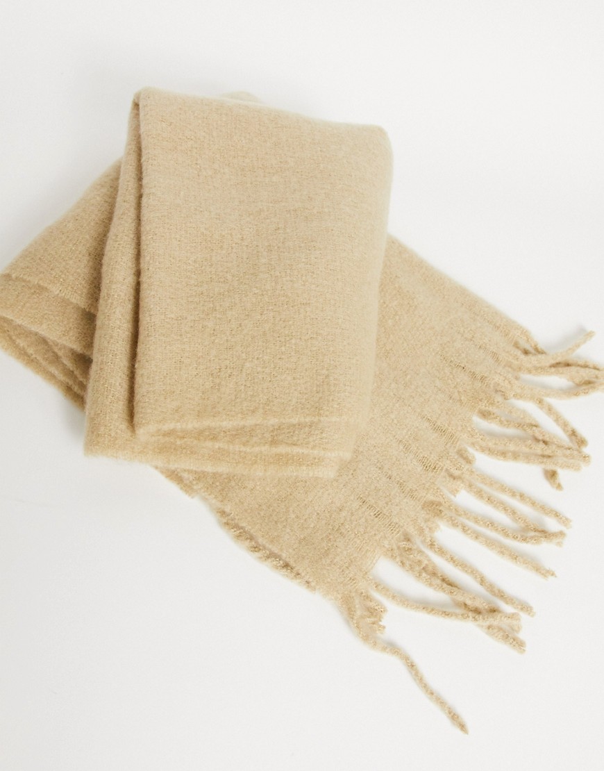 ASOS DESIGN blanket scarf in cream with textured detail-White