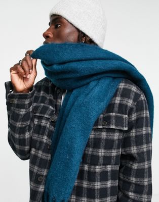 ASOS DESIGN blanket scarf in dark turquoise texture - ASOS Price Checker