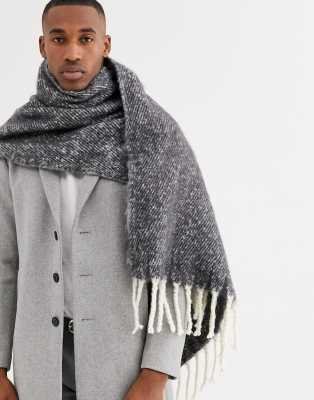 gray and white blanket scarf