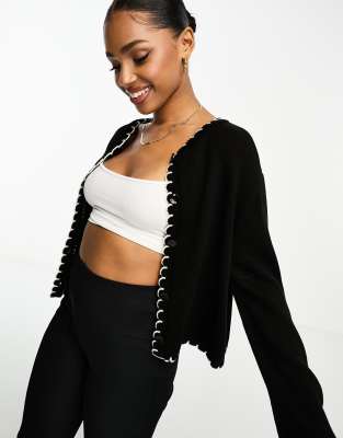 ASOS DESIGN blanket stitch cardigan in black - ASOS Price Checker