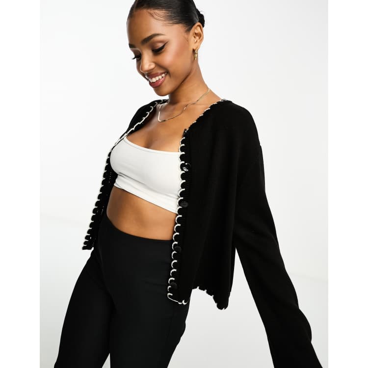ASOS DESIGN blanket stitch cardigan in black ASOS