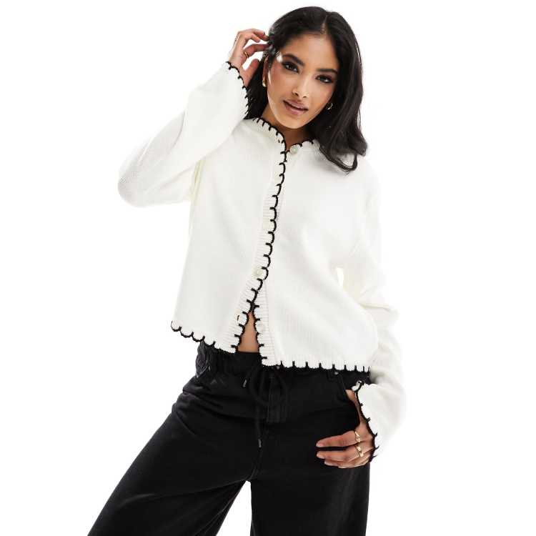 LEINWANDE Bubble Patchwork Cardigan 白 Flat White Stitched Cardigan Sweater | Anthropologie