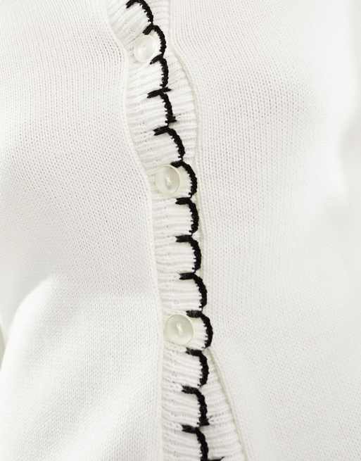 ASOS DESIGN blanket stitch cardigan in white