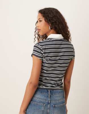 Asos Design Blanket Stitch Polo Tee