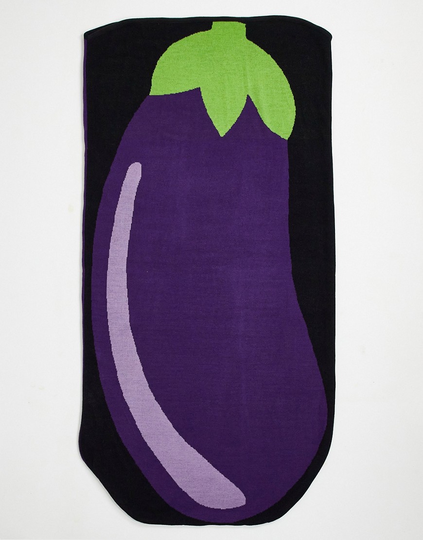 ASOS DESIGN blanket with aubergine design in purple