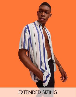 Asos Design - Blårandig, Avslappnad Skjorta