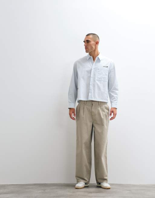 ASOS DESIGN – Blårandig, boxig skjorta i oversize med broderi, 4 av 5