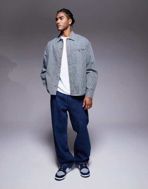 ASOS DESIGN – Blårandig jeansskjorta i oversized fit, 2 av 5