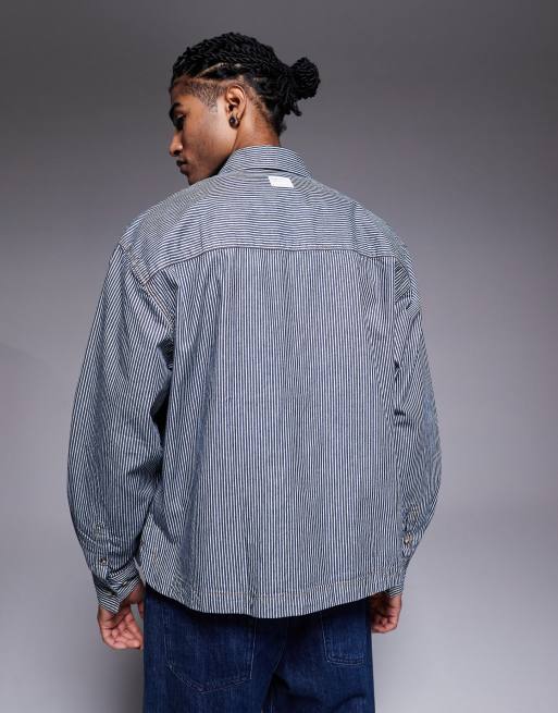 ASOS DESIGN – Blårandig jeansskjorta i oversized fit, 3 av 5