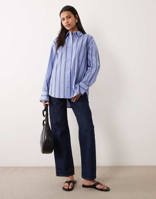 ASOS DESIGN – Blårandig, klassisk bomullsskjorta, 2 av 4