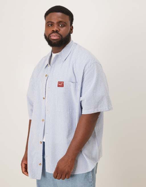 ASOS DESIGN – Blårandig skjorta i oversize med märke, 2 av 5