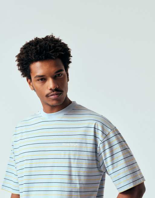 ASOS DESIGN – Blårandig t-shirt i oversize med boxig passform och sportigt tryck, 3 av 5