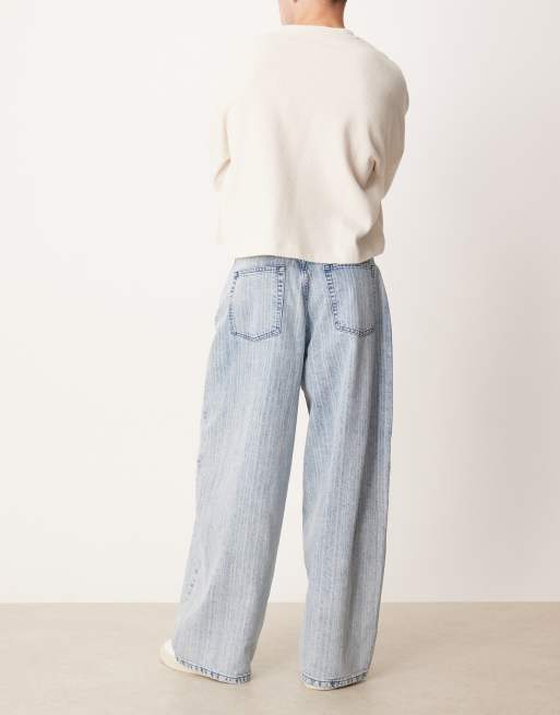 ASOS DESIGN – Blårandiga, baggy jeans i oversize och mellanljus tvätt, 2 av 5