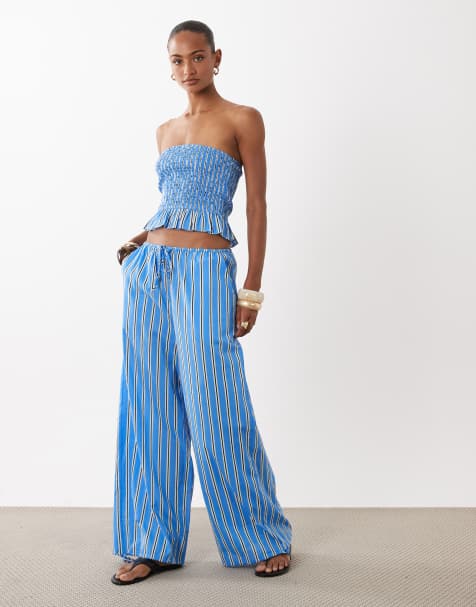 ASOS DESIGN – Blårandiga byxor, del av set - view 1