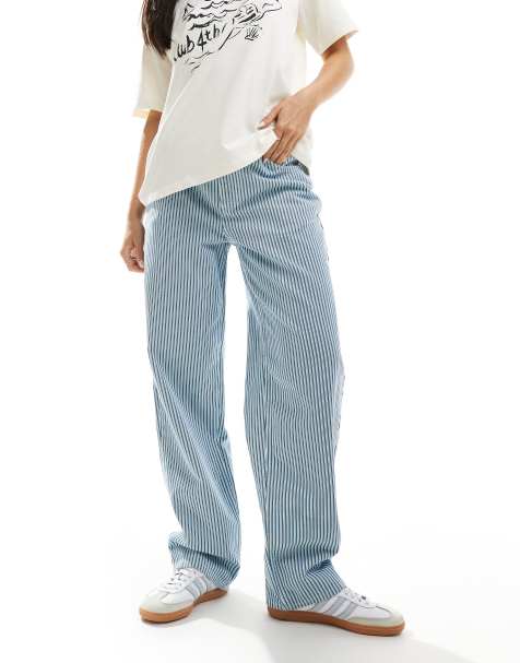ASOS DESIGN – Blårandiga dad jeans - view 1