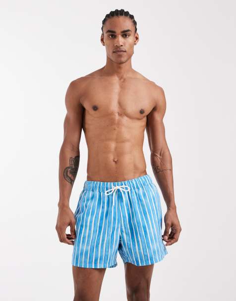 ASOS DESIGN – Blårandiga korta badshorts - view 1